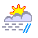 Partly cloudy, fog and some rain