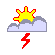 Partly cloudy, pos. lightning
