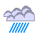 Cloudy with heavy rain